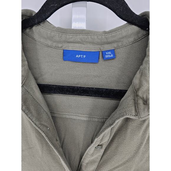 Apt. 9 Women's Green Long Sleeve Button Down Asymmetric Shirt Top Size XXL - Picture 2 of 5